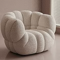 Soft Fluffy Cream Teddy Fabric Single Sofa For Cozy Modern Home Living Room Decor