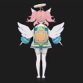 Anime Style Angel Character Fantasy Creature With Pink Hair Halo And White Wings