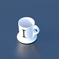 White Coffee Cup With Handle And Matching Saucer Featuring Black Lettering Design