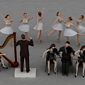 Play character dance performance multi-person interpretation of character person 3d model