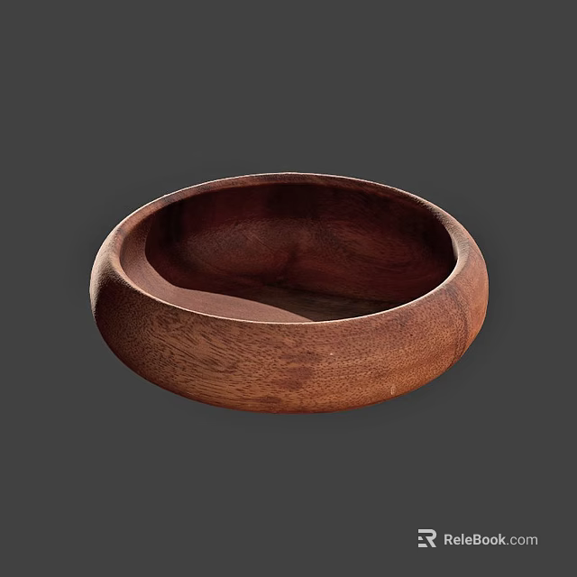 Decorative Ceramic Bowl With Wooden Texture Round Shape For Home Decor 3d model 
