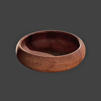Decorative Ceramic Bowl With Wooden Texture Round Shape For Home Decor 3d model