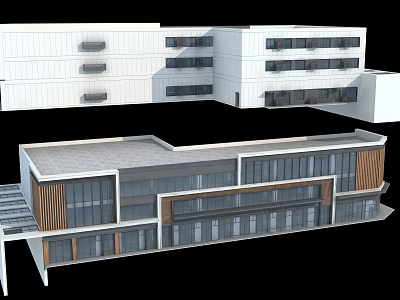 Modern Commercial Street Architecture With Glass Facade And Multi story Design 3d model