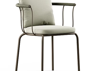 Elegant Modern Leisure Chair With Metal Frame Armrests And Soft Fabric Cushion 3d model