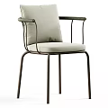 Elegant Modern Leisure Chair With Metal Frame Armrests And Soft Fabric Cushion