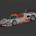 High Performance White Red Green Race Car With Rear Wing And Sponsor Logos