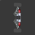 Car Suspension System With Metal Frame Shock Absorbers And Wheels
