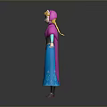 Animated Film Princess Character in Blue Dress with Pink Cape and Blonde Hair