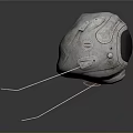 Silver Futuristic Helmet With Metallic Surface Mechanical Components And Cables