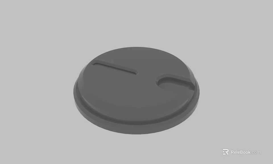 Gray Round Plastic Lid With Small Opening And Smooth Surface 3d model 