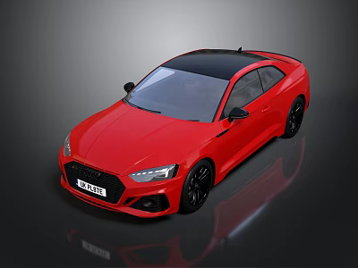 Red Sports Coupe Car With Black Roof And Sleek Black Rims 3d model