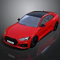 Red Sports Coupe Car With Black Roof And Sleek Black Rims