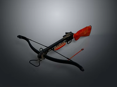 Modern Crossbow With Black Bow Arms Red Grip Metal Components And Arrow 3d model