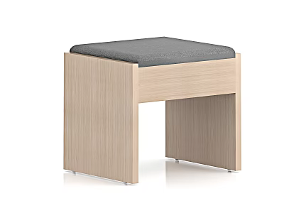 Modern Wooden Shoe Bench With Light Wood Frame And Gray Padded Seat 3d model