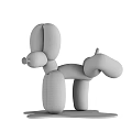 Modern Decorative Ornament Set Featuring Red Balloon Dogs On Yellow Stands