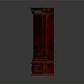 Red Wooden Architectural Pillar With Intricate Carved Decorations And Classical Design