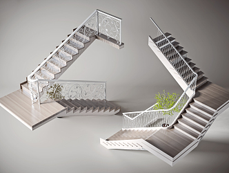 American Stair Wrought Iron Stair Combination 3d model