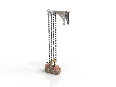 Industrial Suspension Equipment with Metal Bracket Chains and Load Bearing Platform Structure 3d model