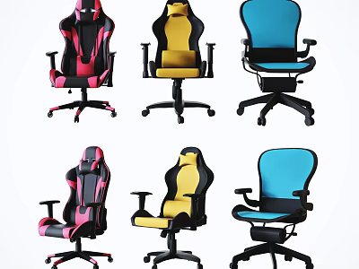 Vibrant Office Chairs In Colorful Designs With Ergonomic Features And Comfort 3d model