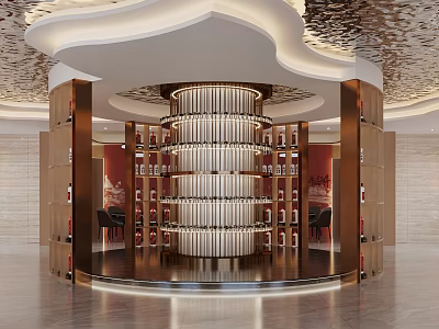 Modern Tobacco And Liquor Store Interior With Circular Display Rack 3d model