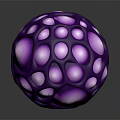 Purple Spherical LED Light Fixture With Hollow Circular Cutouts And Illuminated Center