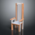 Modern Style Chair With Wooden Armrests White Frame And Light Blue Cushion