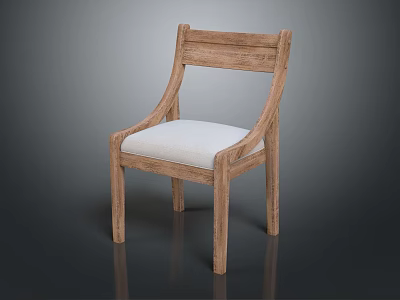 Modern Wooden Frame Leisure Chair With Armrests And Light Colored Padded Seat 3d model