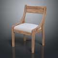 Modern Wooden Frame Leisure Chair With Armrests And Light Colored Padded Seat