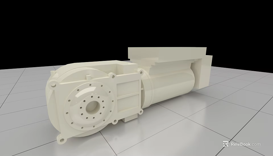Industrial White Heavy Duty Gearbox With Flange Mounting And Motor Housing Structure 3d model 