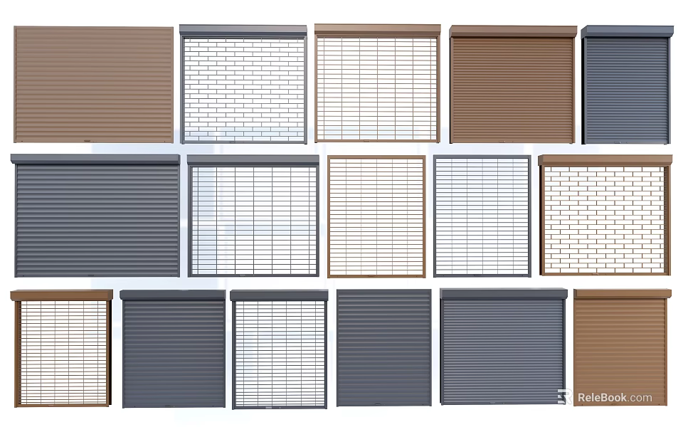 Various Colored Roller Blinds With Different Patterns For Home Windows Decoration 3d model 