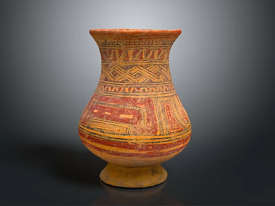 Traditional Handcrafted Decorative Pottery Jar With Geometric Patterns And Colorful Details 3d model