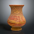 Traditional Handcrafted Decorative Pottery Jar With Geometric Patterns And Colorful Details