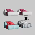 Single Sofa Designs in Various Colors with Decorative Pillows and Throw Blankets 3d model