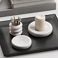 Minimalist Modern Decorative Ornament Set With Ceramic Vases Candle Holders And Gold Accents