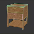 Wooden Bedside Table With Two Striped Drawers And Lower Shelf Home Bedroom Simple Modern Furniture