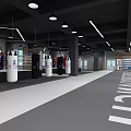 Modern Spacious Fitness Gym Training Area With Boxing Punching Bags And Equipment