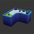 Miniature Golf Course Layout With Blue Borders Green Turf And Flag Pole