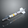 Tactical Military Weapon Missile With White Exterior Yellow Band And Stabilizing Fins