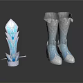 Elegant Silver Blue Decorative Boots And Stylish Headpiece For Daily Fashion Use