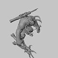 Horror Game Movie Character With Tentacles Scars Collar And Muscular Body