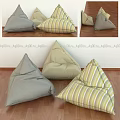 Comfortable Bean Bag Chairs Gray Beige And Striped Design On Wooden Floor