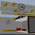 Modern Clothing Store Exterior with Yellow and White Geometric Patterns Sign and Illuminated Display Windows