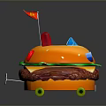 Cartoon Ladybug Shaped Hamburger Car With Orange Body Red Spots And Green Wheels