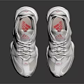 White Adidas Casual Sneakers With Red Logo Mesh Upper And Thick Sole Design