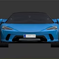 Blue Sports Car With Sleek Design Black Roof Red Wheels And Reflection