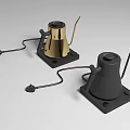 Modern Electric Kettles in Gold and Black with Base and Power Cord for Daily Use Design