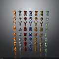 Colorful Animal Figurines in Various Colors Arranged in Columns as Decorative Pieces