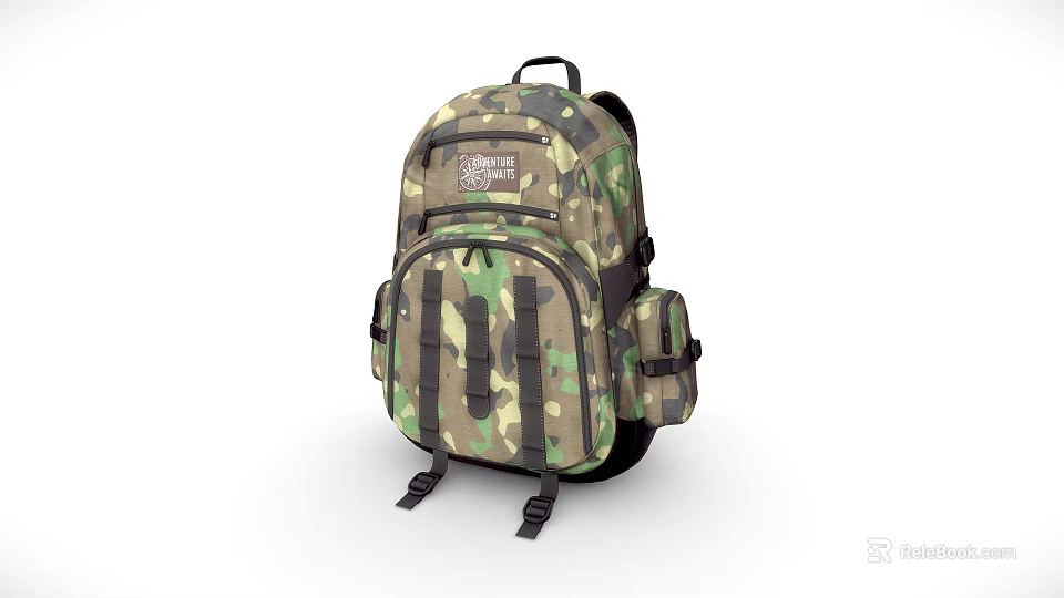 Camouflage Backpack With Multiple Pockets And Durable Design For Outdoor Use 3d model 