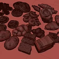 Fresh Assorted Baked Goods With Croissants Bagels Cream Pastries And Meringues On Wooden Table