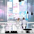 Modern Bar Interior With Neon Decorations Bar Counter And Stylish Lighting Effects